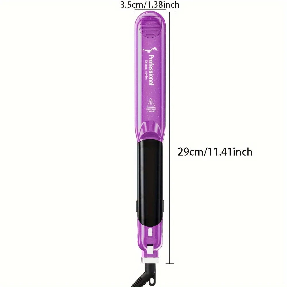 Steam Straighteners for Hair Professional Salon Ceramic Tourmaline Vapor Flat Iron and Curler 2 in 1 Straightening Curling Iron