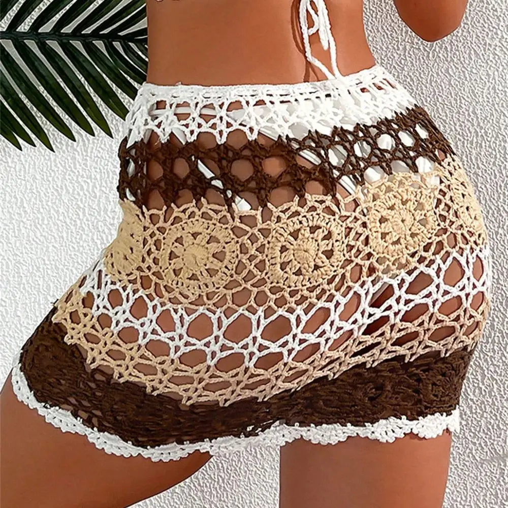 Sexy Colorful Crochet Knit Mini Bikini Women Swimwear Female Swimsuit Two-pieces Bikini set Skirt Bather Bathing Suit Swim